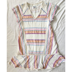 Anthropologie Holding Horses Dress Women XS Mini V-Neck Fringe Boho Stripe Shift